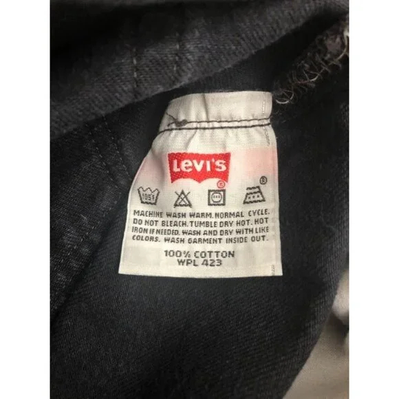 Levi's Men's 501 Black Denim Jeans Button Fly 42 x 32 - Picture 5 of 11